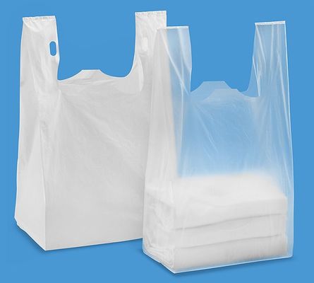 Sacchetti della spesa 13 mic della maglietta. 1000/case, colore di WHITE con stampa, materiale dell'HDPE