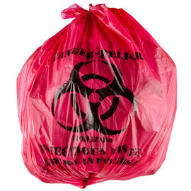 colore rosso riciclabile contagioso 24&quot; delle borse di immondizia di isolamento 45L X 24&quot; alta densità